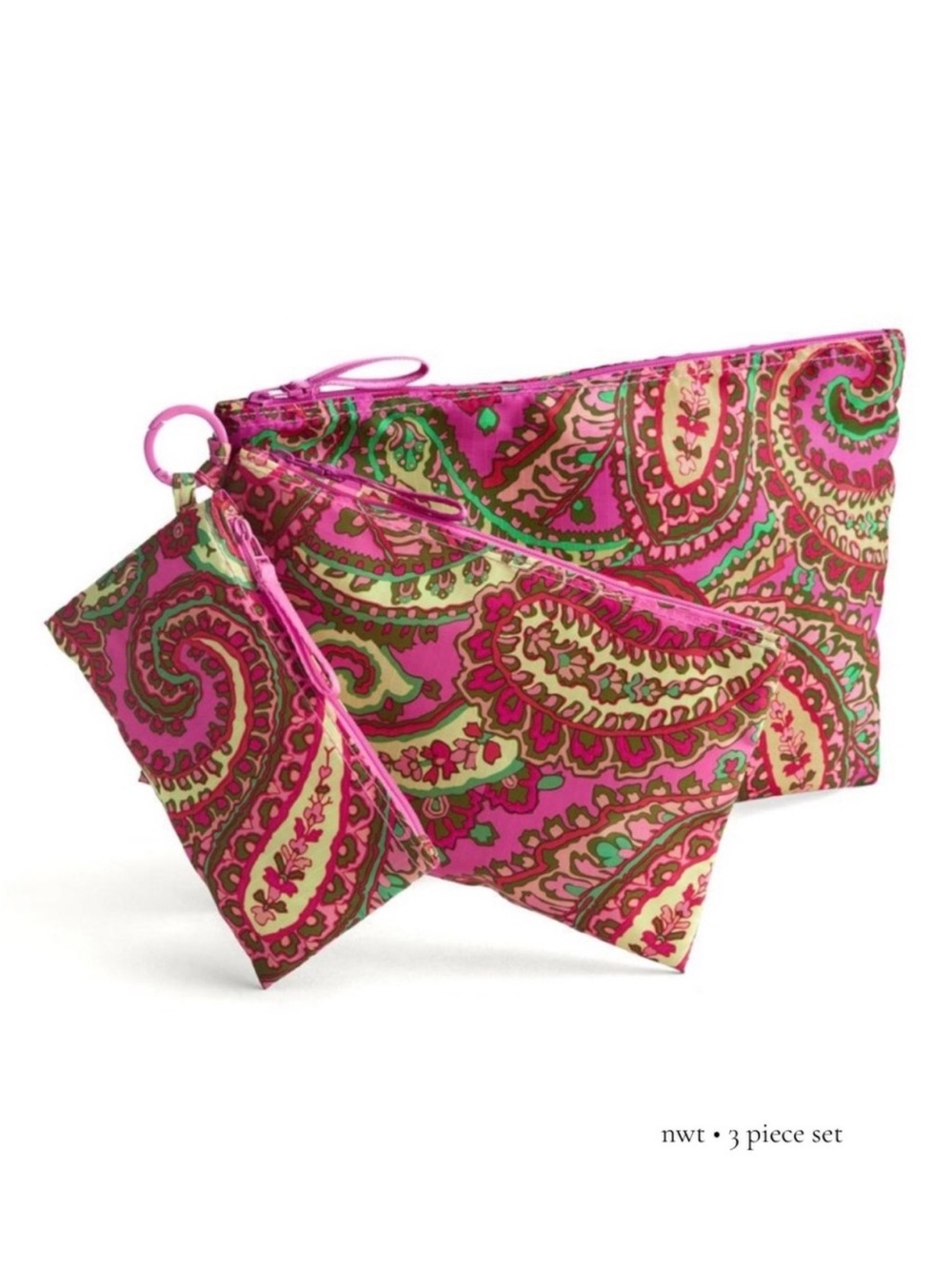 Vera Bradley Capri Pink Ripstop 3 Piece Organizer Set NWT